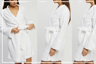 9PR: Calvin Klein Fluffy Chevron Textured Robe, White
