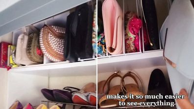 Kmart file rack handbag and clutch storage hack