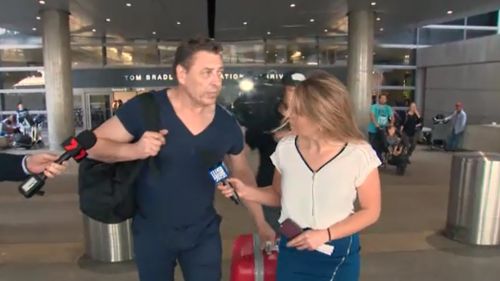 The 54-year-old landed in Los Angeles today. (9NEWS)