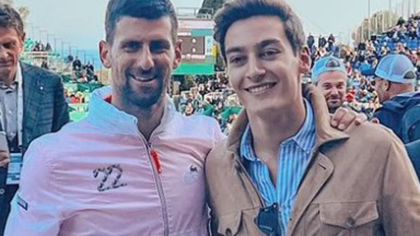 Novak Djokovic with George Russell at the Monte Carlo Masters.