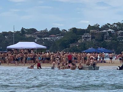 Large crowds have gathered at Lilli Pilli, south of Sydney.