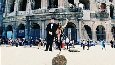 Jinna Yang and her dad in front of the Colosseum in Rome (Instagram).