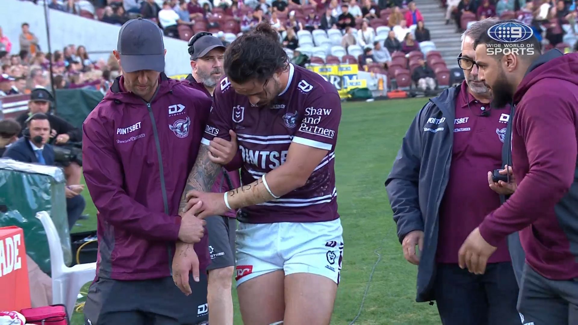 Josh Aloiai and Kelma Tuilagi suffer injuries in Manly's loss to Sharks 