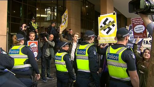 A heavy police presence outside court. (9NEWS)