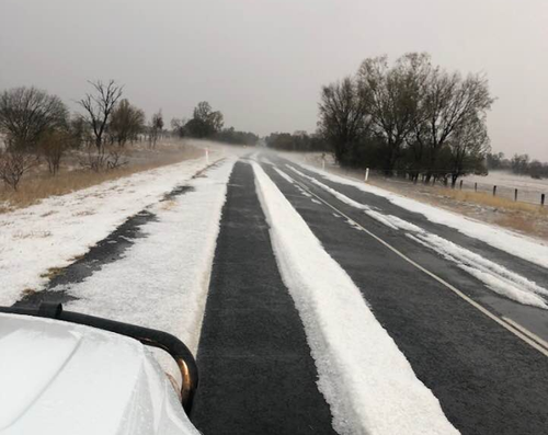 Hail has left parts of Queensland's south covered in white in a chilly start to October.