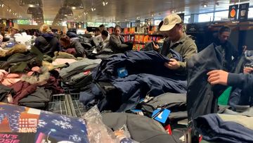 Crowds gather for Aldi&#x27;s ski gear sale