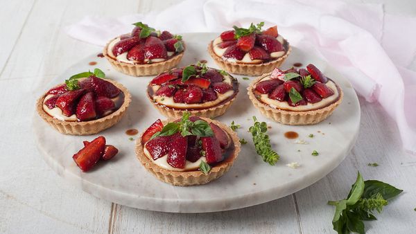 Balsamic strawberry custard tartlets by Pauls