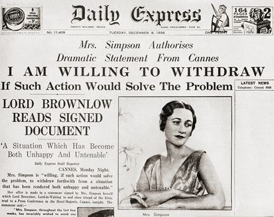 Front page story from The Daily Express of December 8th, 1936 issuing a statement from Simpson.