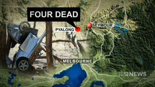 The four young men were killed in the crash at Pyalong, north of Melbourne. (9NEWS)
