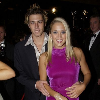 Beau Brady and Bec Hewitt (née Cartwright) at the 2002 Logies