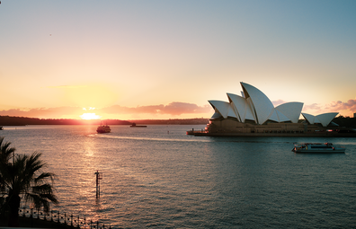 Sunrise on Sydney Harbour featuring Opera House taken from the Park Hyatt Sydney.