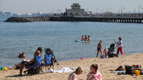 St Kilda Beach is bound to be popular over coming days as Victoria weather builds to heatwave conditions.