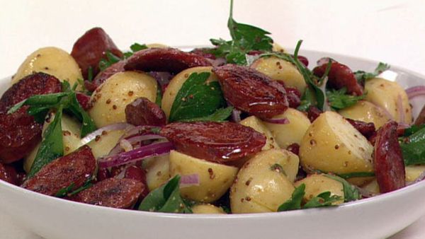 Warm chorizo and potato salad