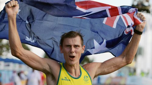 Bird-Smith with the Australian flag. (AAP)