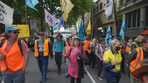 Extinction Rebellion climate protests in Melbourne's CBD