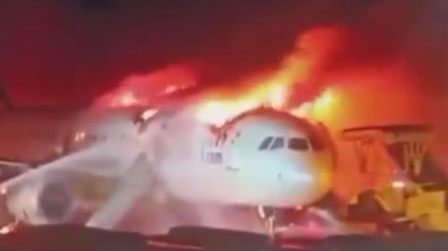 Images broadcast on South Korean television showed flames erupting from the plane.