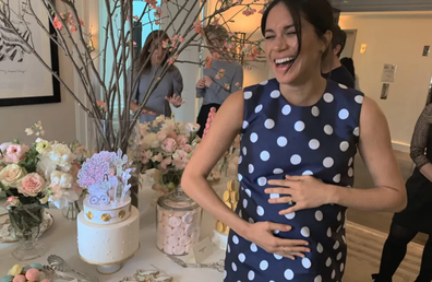 Meghan, the Duchess of Sussex, pregnant with her son Prince Archie, at her baby shower in New York in February 2019.
