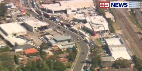 Traffic was banked back along Pennant Hills Road as a result of the spill. (9NEWS)