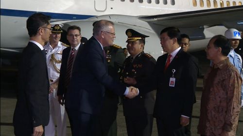 Prime Minister Scott Morrison is in Indonesia, where he was met off the plane by government officials ahead of his meeting with the Indonesian President.