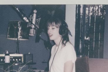 Taylor Swift recording The Tortured Poets Department