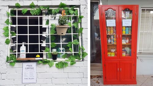 Sydney man surprises his neighbours with free café, kitchen pantry and herb garden