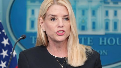 Attorney General Pam Bondi speaks to the media, Friday, June 27, 2025, in the briefing room of the White House in Washington.