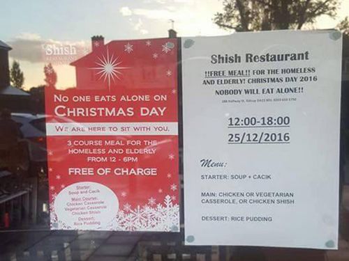 Muslim restaurant owner offers free Christmas meals for homeless and the elderly