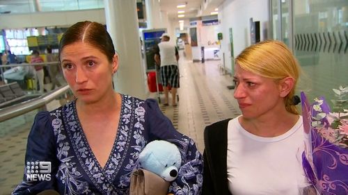 Sisters Nataliya and Ira were reunited at Brisbane airport after Mr Marrable travelled to Ukraine to help bring Ira, and her son Maxim, back home to Queensland. 