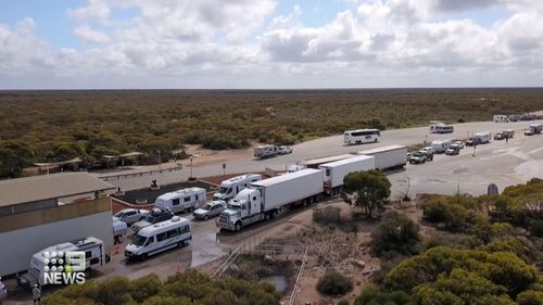 Trucks lined up for WA border checks