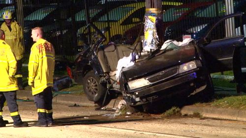 One man died at the scene another two have been taken to hospital at crash in Belmore. (9NEWS)