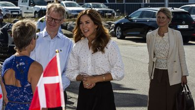 Princess Mary of Denmark arrives to Grenaa sea aquarium, Kattegatcentret.