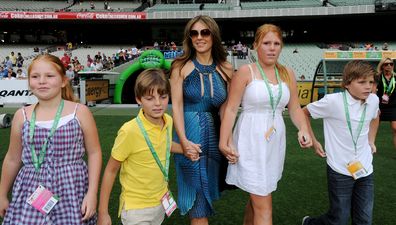 (L-R) Summer Warne, Damian Hurley, Liz Hurley, Brooke Warne, Jackson Warne