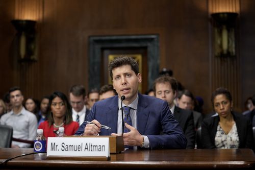 OpenAI CEO Sam Altman speaks before a Senate Judiciary Subcommittee on Privacy, Technology and the Law hearing on artificial intelligence, Tuesday, May 16, 2023, on Capitol Hill in Washington 