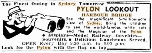 An advertisement in Sydney's Daily Telegraph newspaper on Boxing Day in 1953. Sydney Harbour Bridge cats 