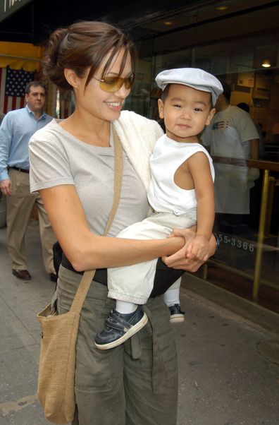 Angelina Jolie with baby Maddox in May 2003.