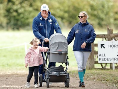 Zara and Mike Tindall with their daughters Mia and Lena