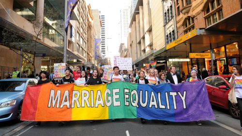 Same sex marriage supporters in Sydney earlier this month. (AAP)