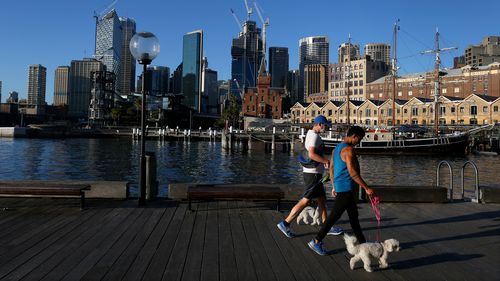 People exercising at sunrise  in Sydney.