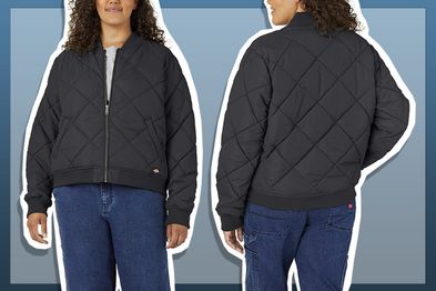 9PR: Dickies Women's Plus Size Quilted Bomber Jacket, Black