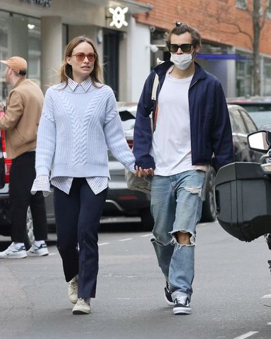 Harry Styles and Olivia Wilde are seen in Soho on March 15, 2022 in London, England. (Photo by Neil Mockford/GC Images)