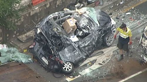 Six people were taken to hospital following the smash. (9NEWS)