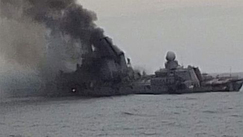 Croașătorul Moskva a fost nava amiral a flotei ruse de la Marea Neagră.