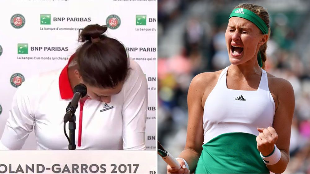 Defending champion Garbine Muguruza reduced to tears after French Open loss to Kristina Mladenovic