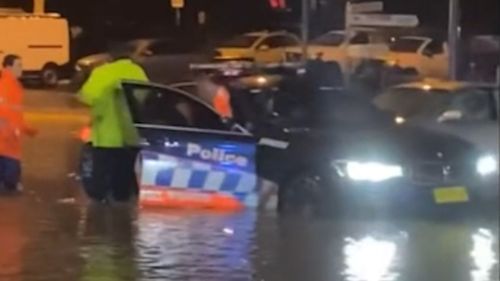 Car stranded in Sydney floods.