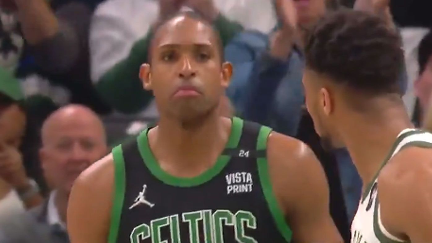 Al Horford has a moment with Giannis 