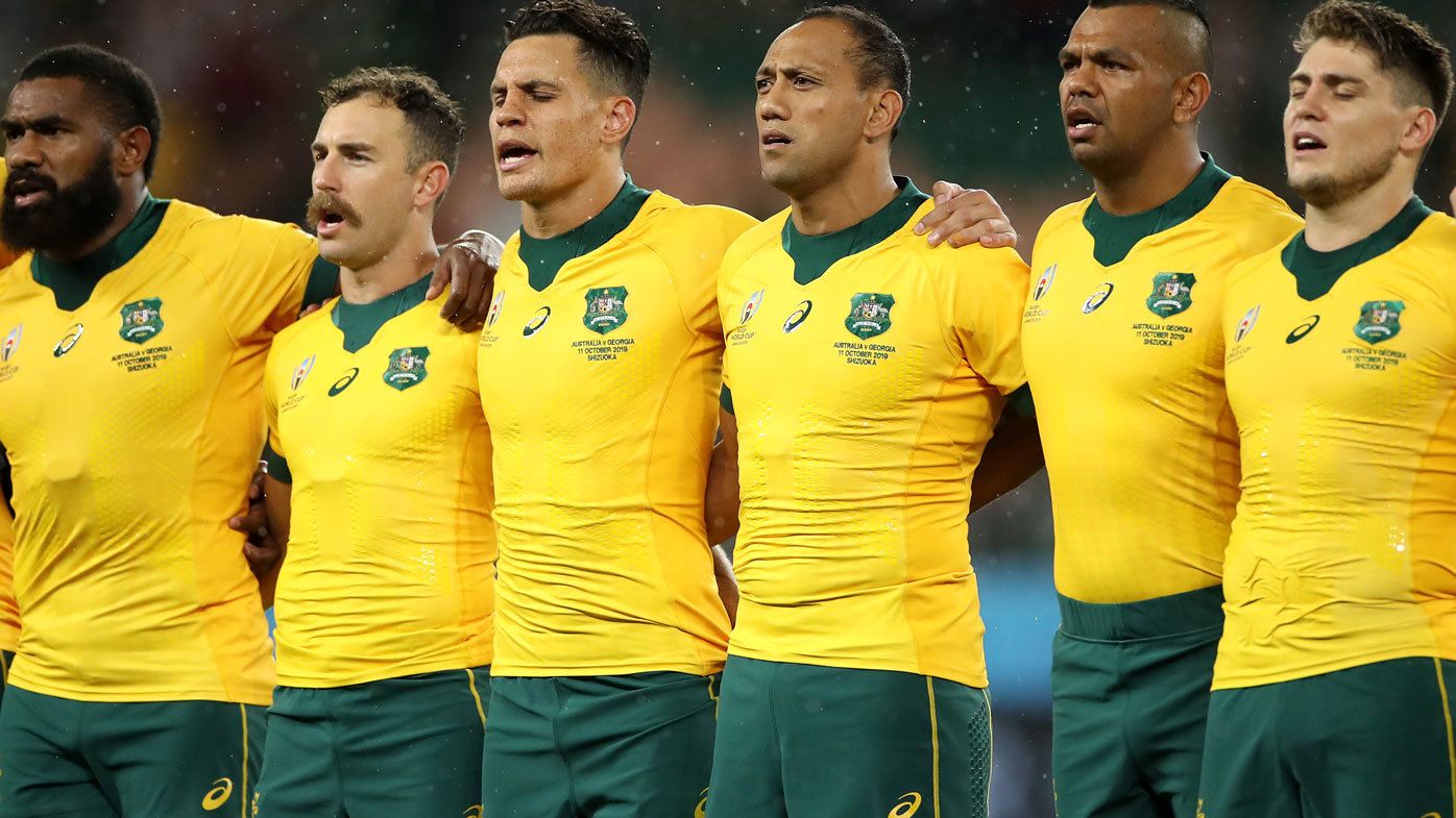 Wallabies line up in the Rugby World Cup