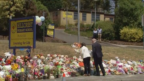 The Morrisons have attended the floral tribute outside the school where five children died in a jumping castle accident.