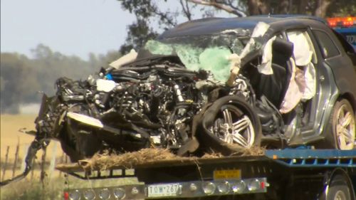 A mother and son were killed in a horror crash involving a truck on the New South Wales-Victoria border.