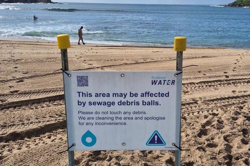 More sewage debris balls have washed up on Sydney beaches near a waste treatment facility after a weekend of heavy rain.