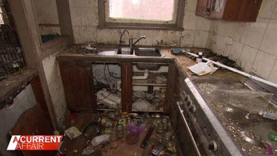 They found a home littered with cobwebs, bowls of noodles, rotting cartons of milk, cat food, dog poo and birdcages everywhere amid the mess.
